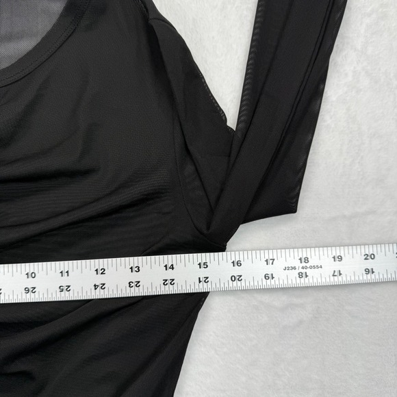 Garage Mesh Top Ruched Long Sleeve See Through Black Blouse Large - Picture 2 of 6